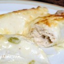 Chicken Enchiladas with Green Chili Sour Cream Sauce