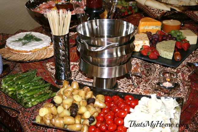 appetizer party, fondue and vegetables from recipes food and cooking.com