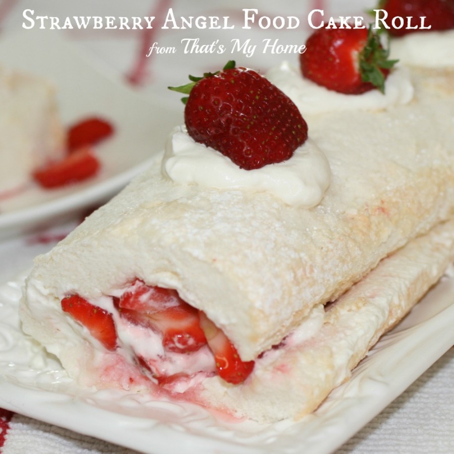 Strawberries and Cream Angel Food Cake Roll