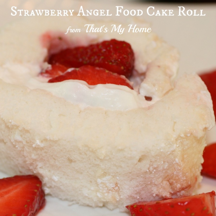 Strawberries and Cream Angel Food Cake Roll