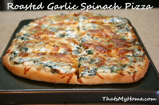 roasted garlic spinach pizza recipe