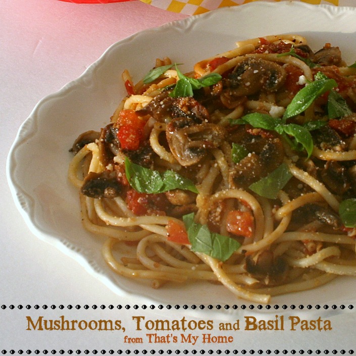 Mushrooms, Tomatoes and Basil Pasta from Recipes Food and Cooking