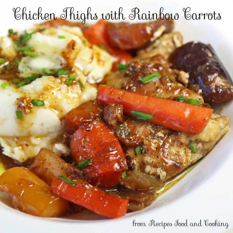 Chicken Thighs with Rainbow Carrots