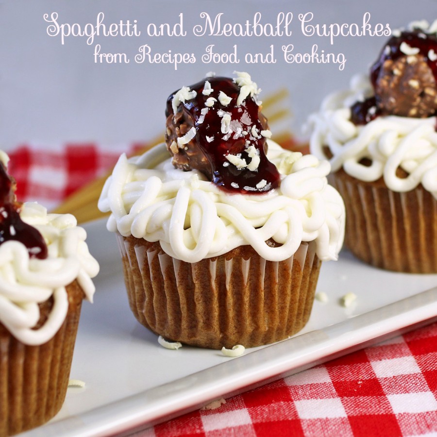 Spaghetti and Meatball Cupcakes