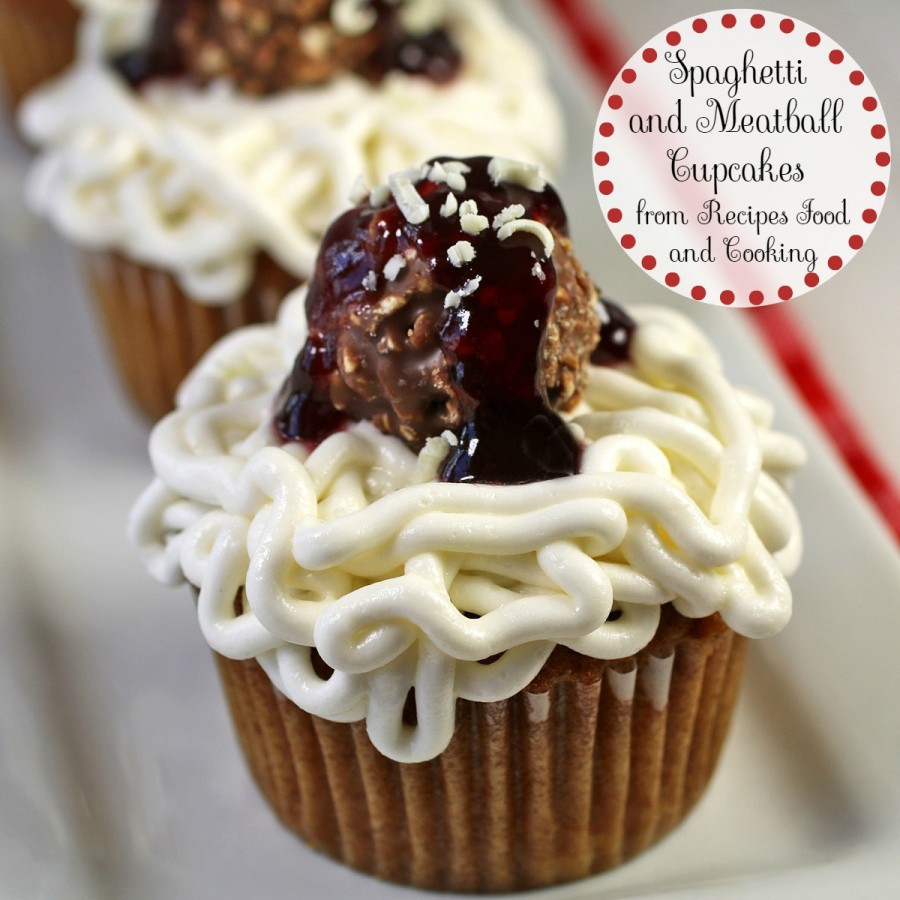 Spaghetti and Meatball Cupcakes