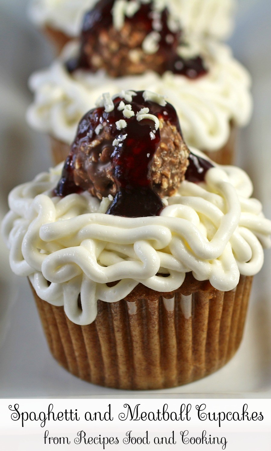 Spaghetti and Meatball Cupcakes