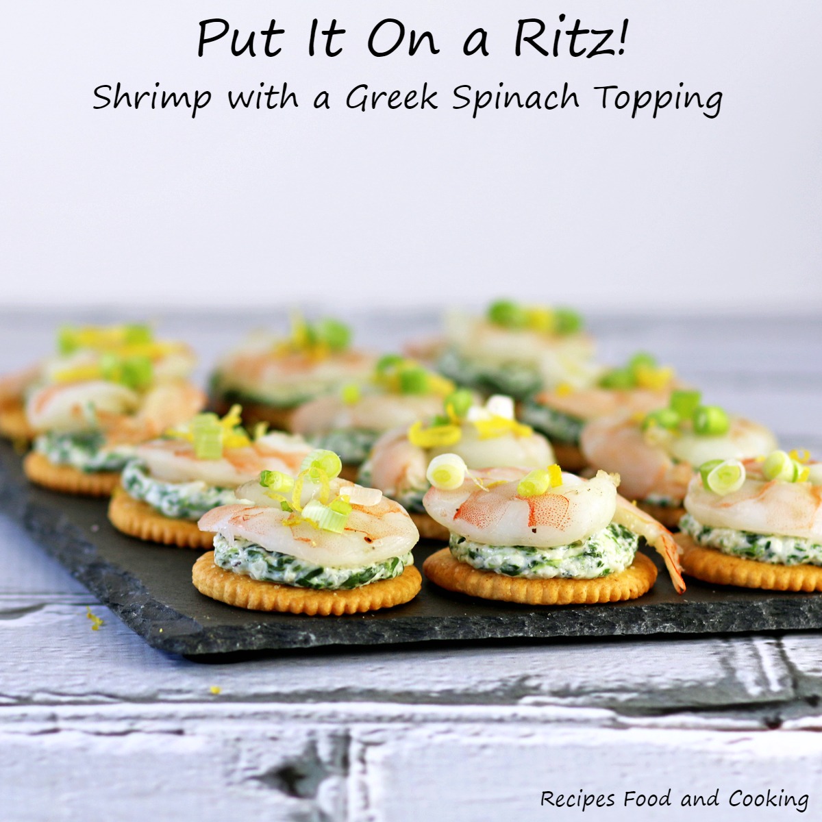 Shrimp With Greek Spinach Topping On A Ritz Recipes Food And Cooking