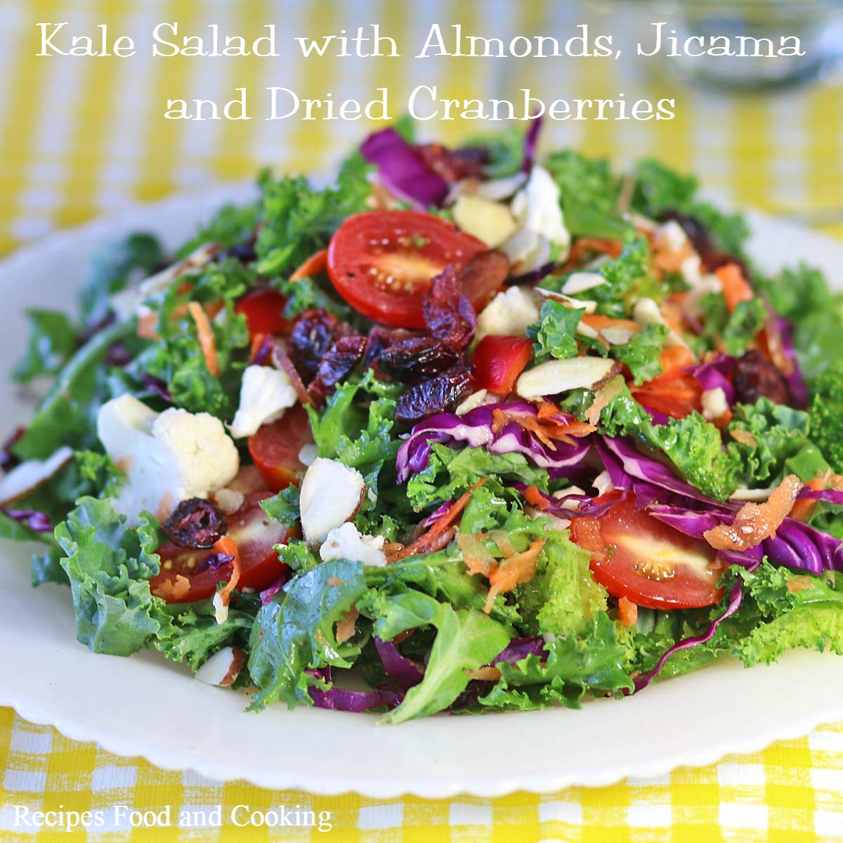 Kale Salad with Almonds, Jicama and Dried Cranberries
