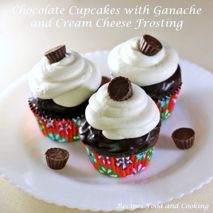 Chocolate Cupcakes with Ganache and Cream Cheese Frosting