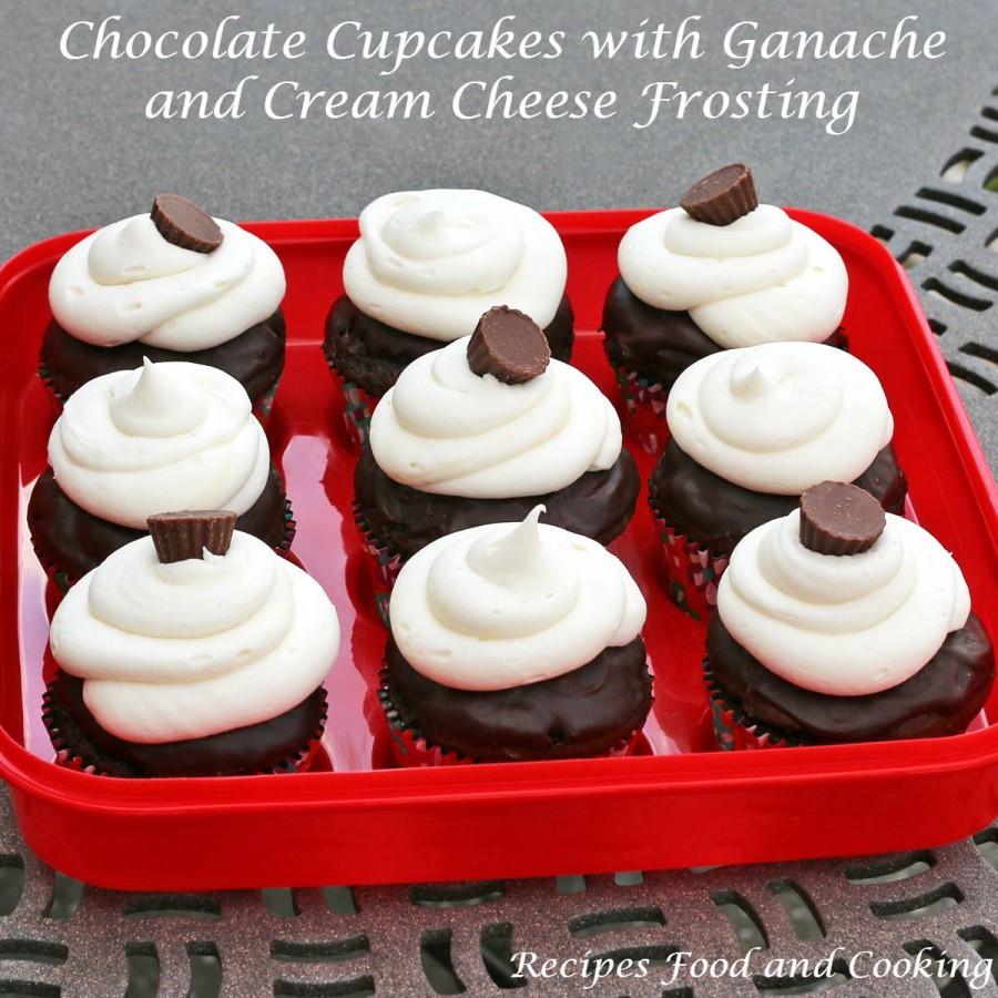 Chocolate Cupcakes with Ganache and Cream Cheese Frosting