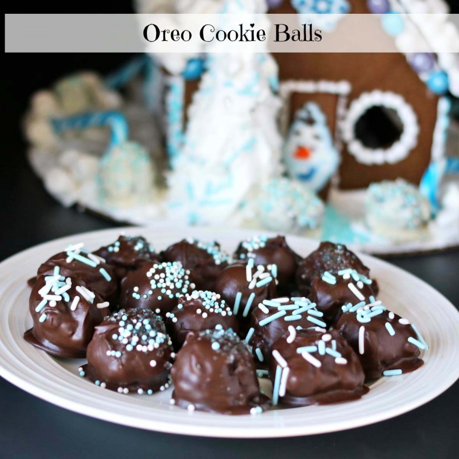 Oreo Cookie Balls Frozen Gingerbread House