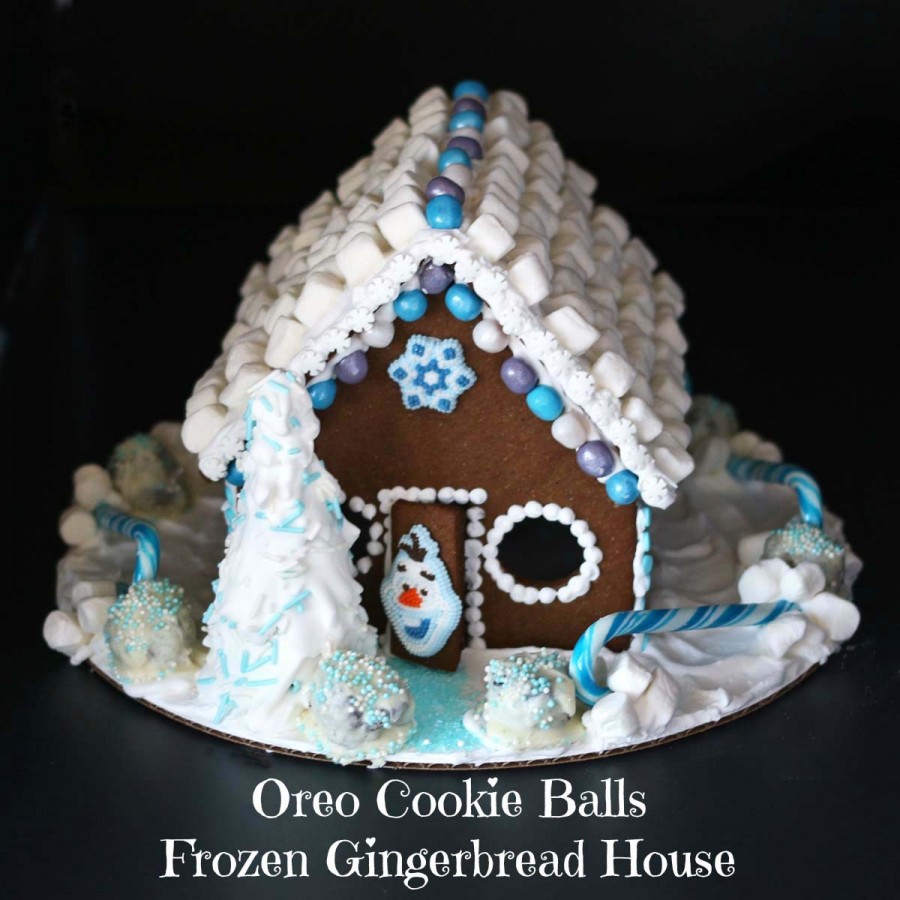 Oreo Cookie Balls Frozen Gingerbread House