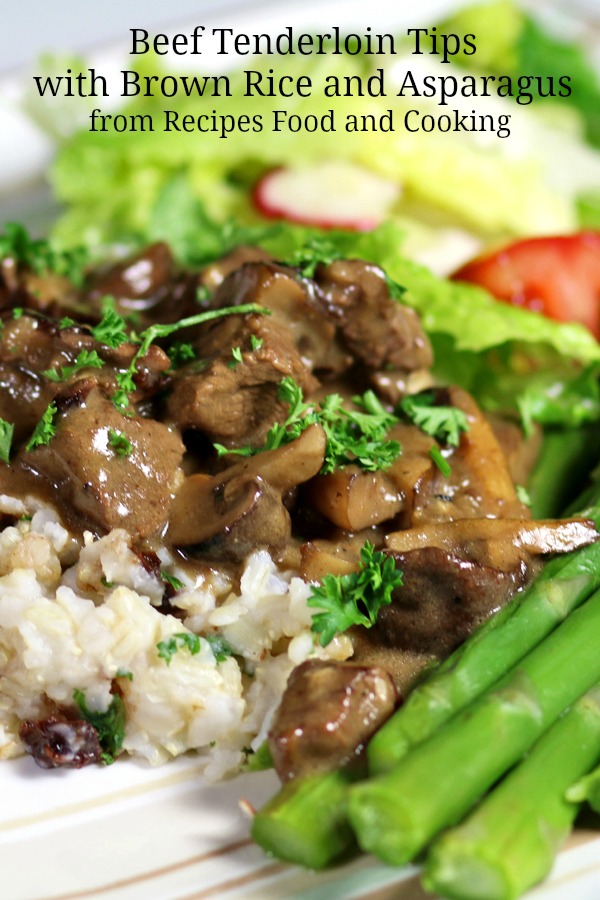 Beef Tenderloin Tips with Brown Rice and Asparagus