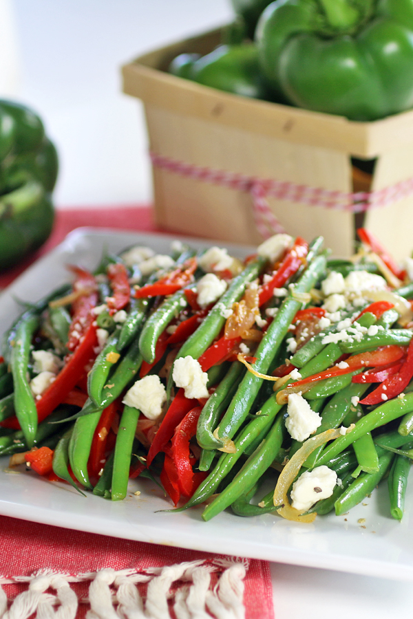 Red Peppers with Green Beans and Feta