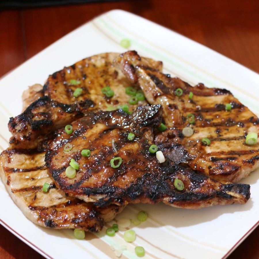 Grilled Pork Chops with a Dijon Balsamic Herb Glaze