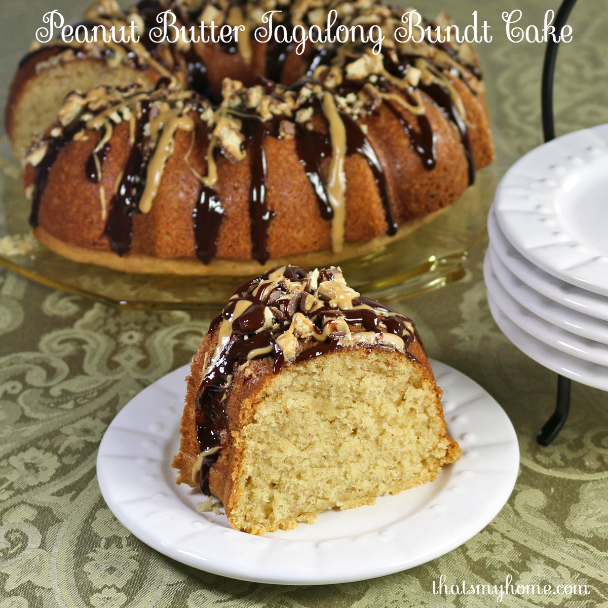 Peanut Butter Tagalong Bundt Cake