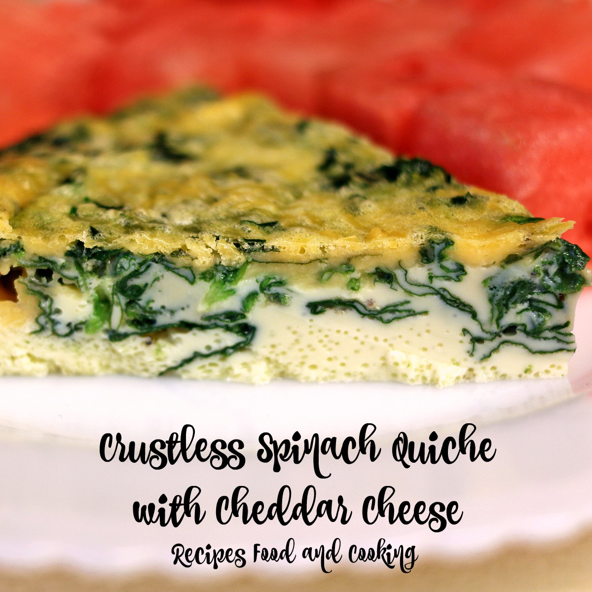 Crustless Spinach Quiche with Cheddar Cheese