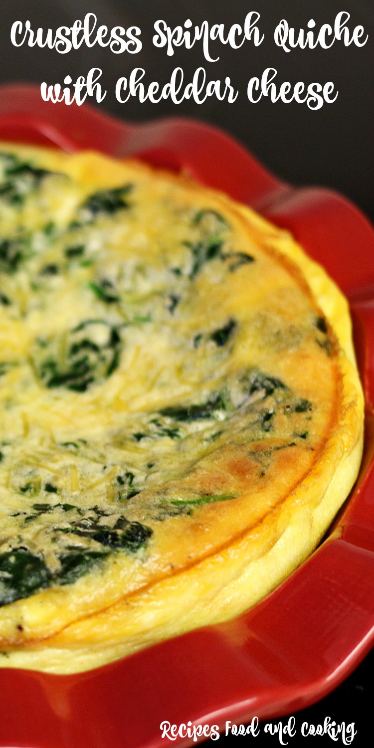 Crustless Spinach Quiche with Cheddar Cheese