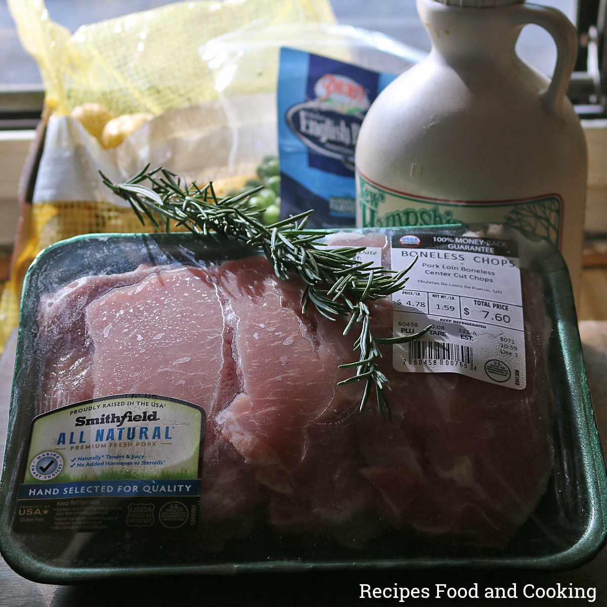 Grilled Boneless Pork Chops with a Maple and Rosemary Glaze