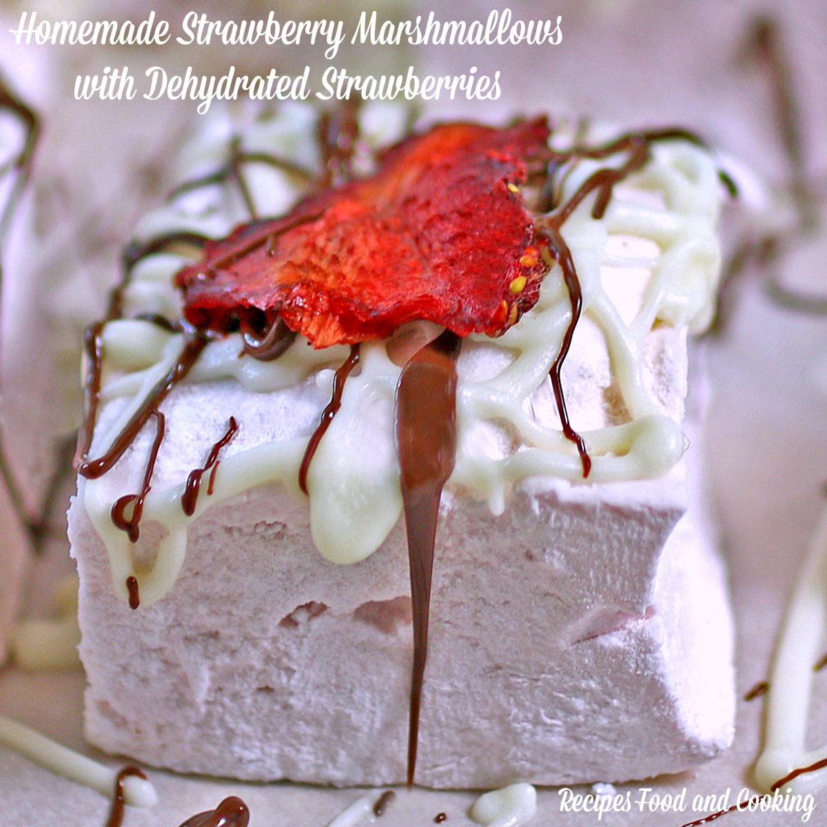 Homemade Strawberry Marshmallows with Dehydrated Strawberries