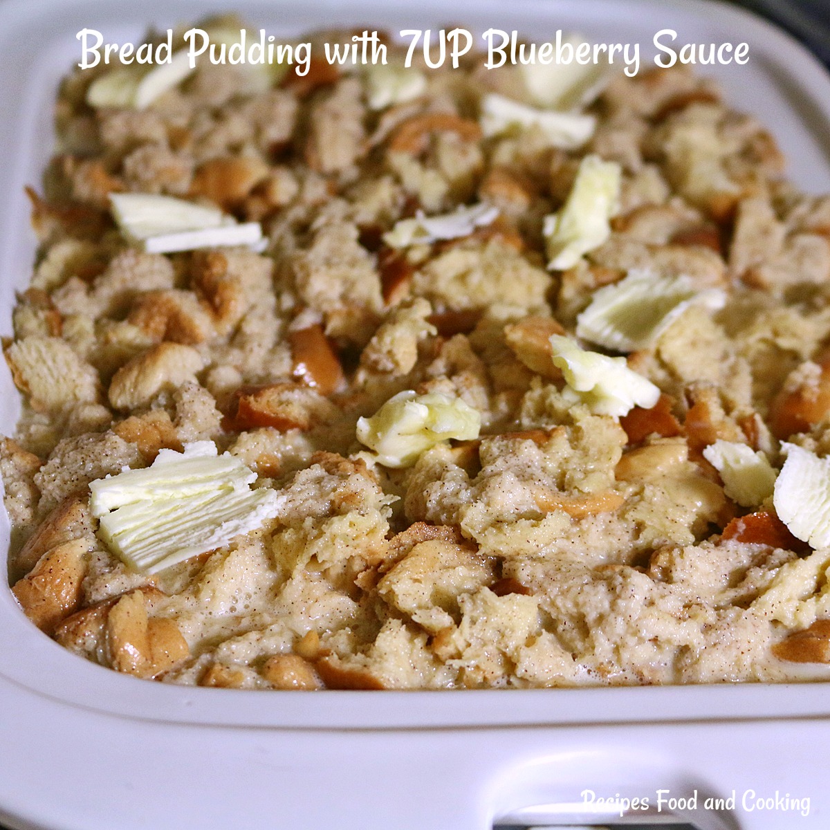 Bread Pudding with 7UP Blueberry Sauce