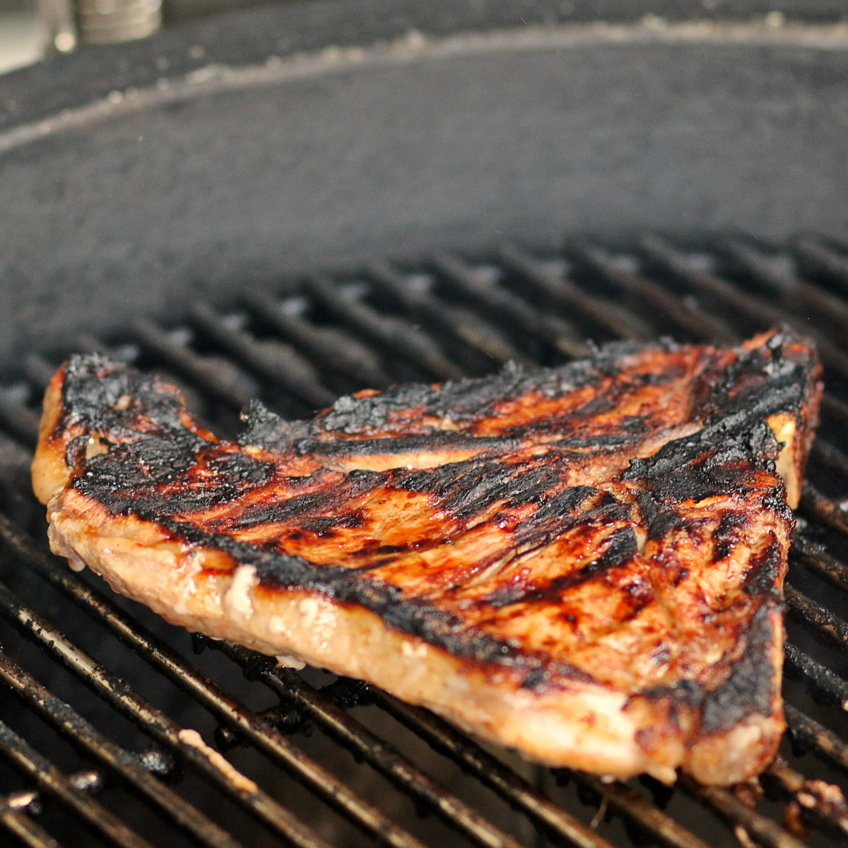 T Bone Steak with Roasted Corn, Sweet Cherries and Barbecue Sauce