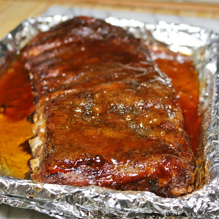 Oven Baked BBQ Ribs with Apricot BBQ Sauce from Recipes Food and Cooking