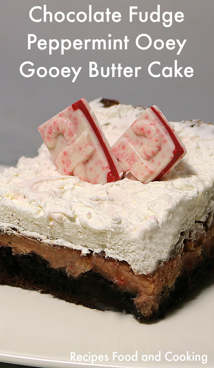 Chocolate Fudge Peppermint Ooey Gooey Butter Cake